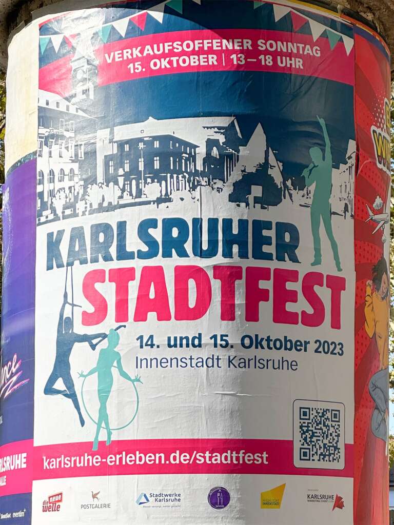 Plakat Verkaufsoffener Sonntag Karlsruhe am 15. Oktober 2023