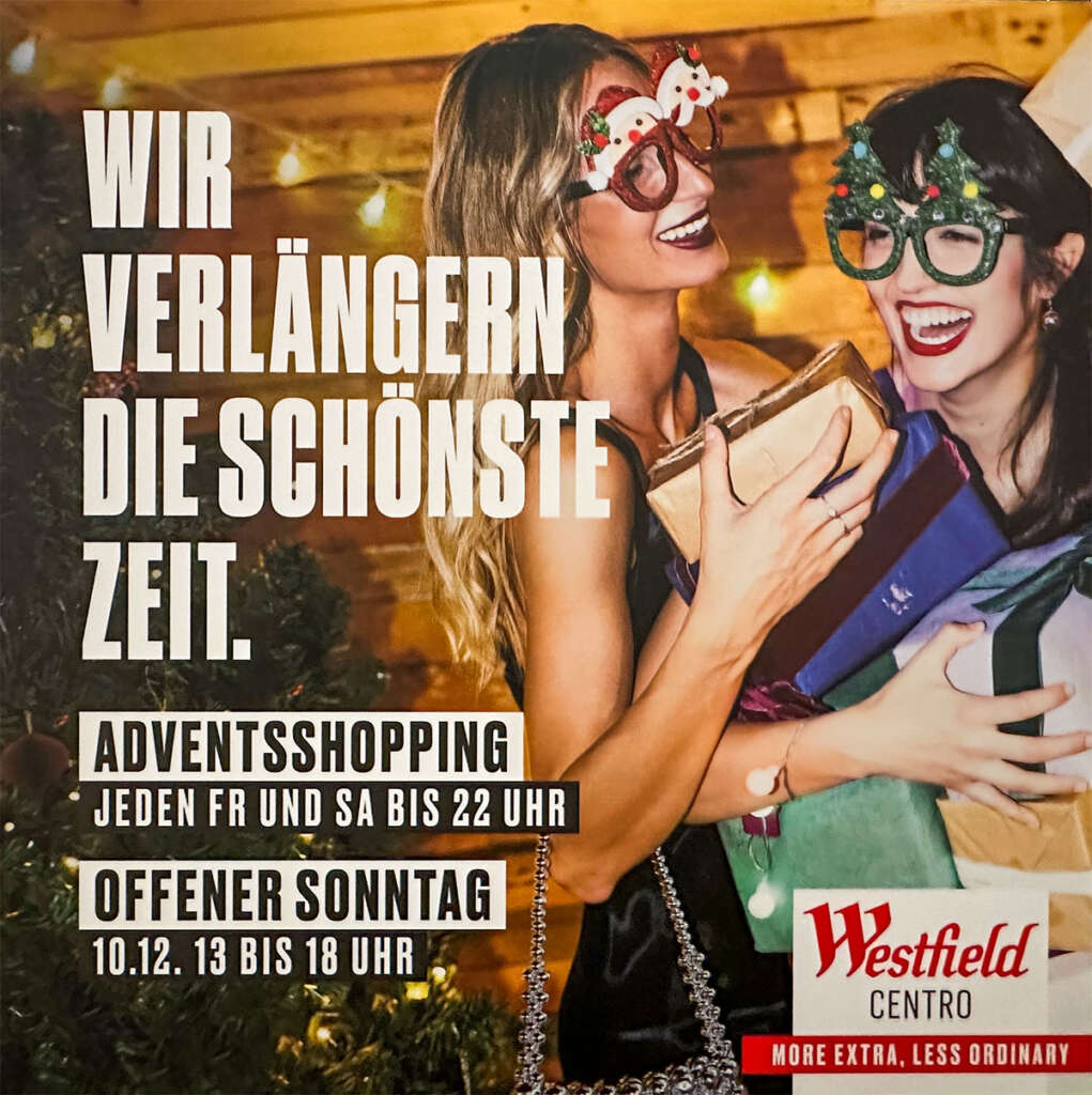 Centro Oberhausen verkaufsoffen am 10.12.23